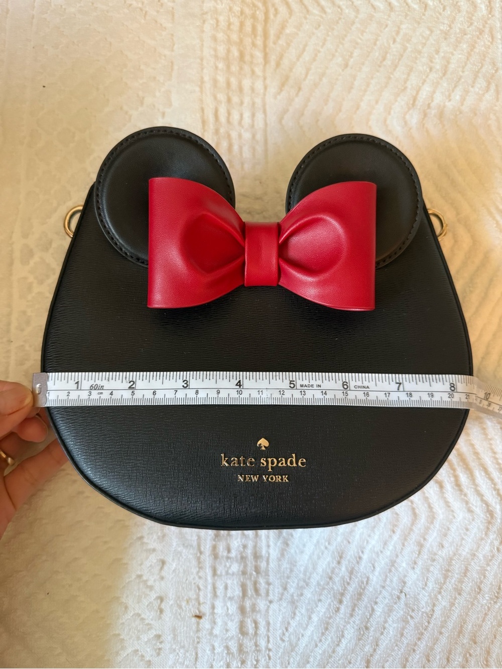 Kate Spade Disney Minnie Mouse Small Black Handbag with Red Bow. Pre- Loved - Picture 9 of 10